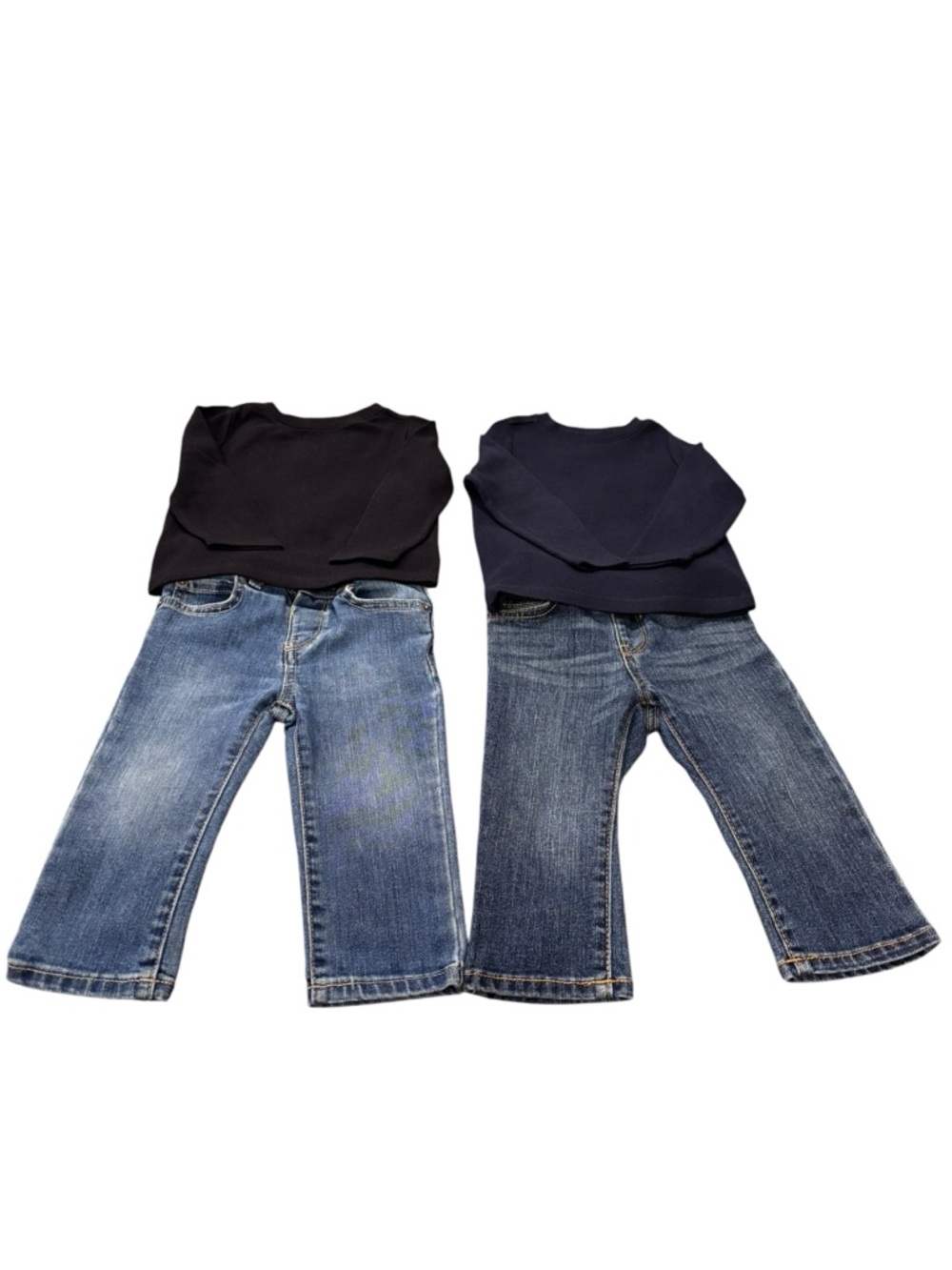 Two Toddler Jeans and Long Sleeve Waffle Knit Shirts